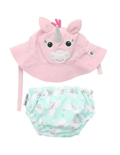 Zoocchini Bañador Pañal Bebe y Gorro UV Unicornio de