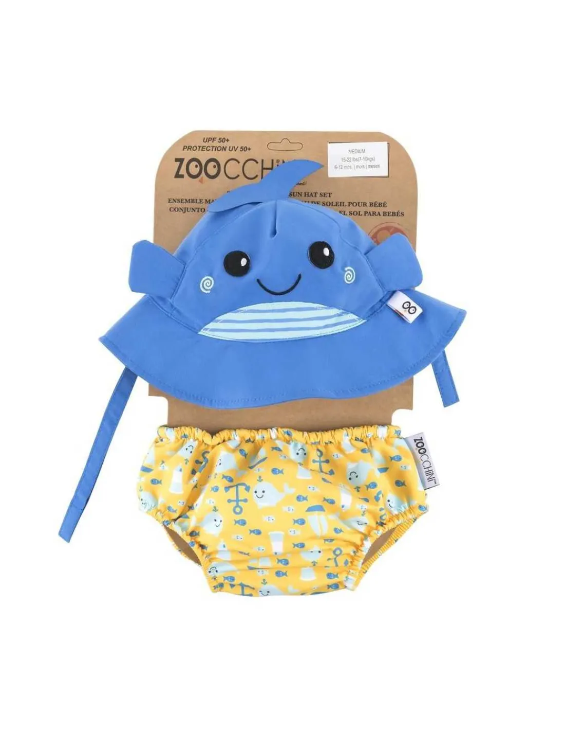 Zoocchini Bañador Pañal Bebe y Gorro UV Ballena de