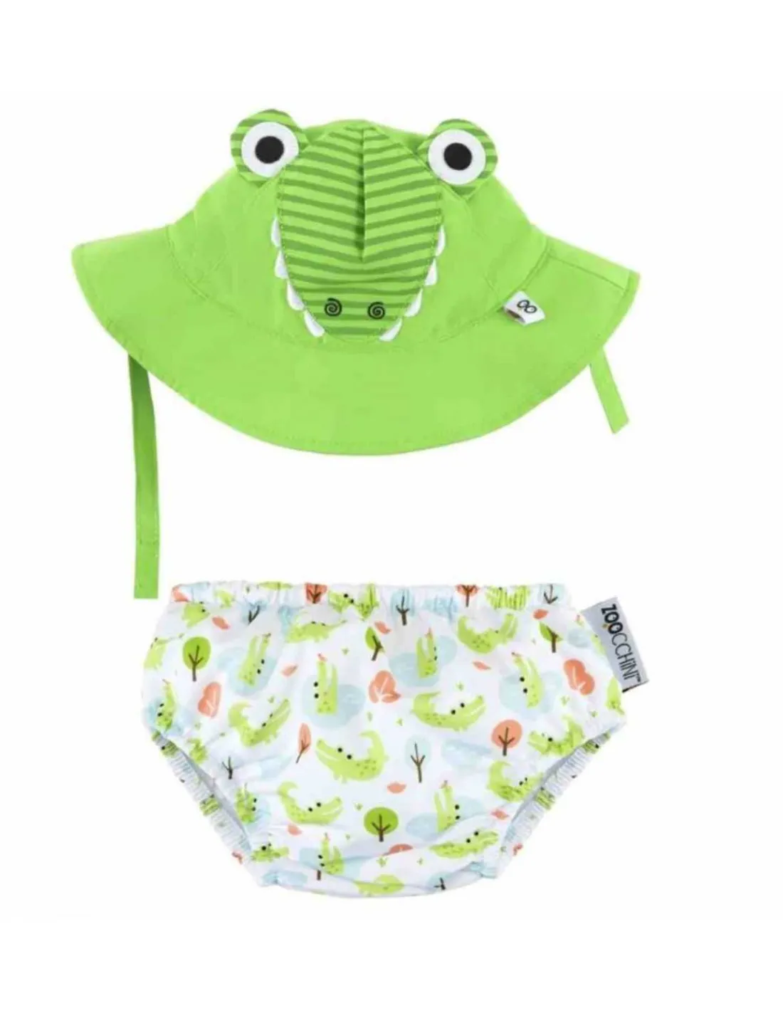 Zoocchini Bañador Pañal Bebe y Gorro UV Cocodrilo de