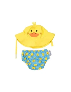 Zoocchini Bañador Pañal Bebe y Gorro UV Puddles el Pato de