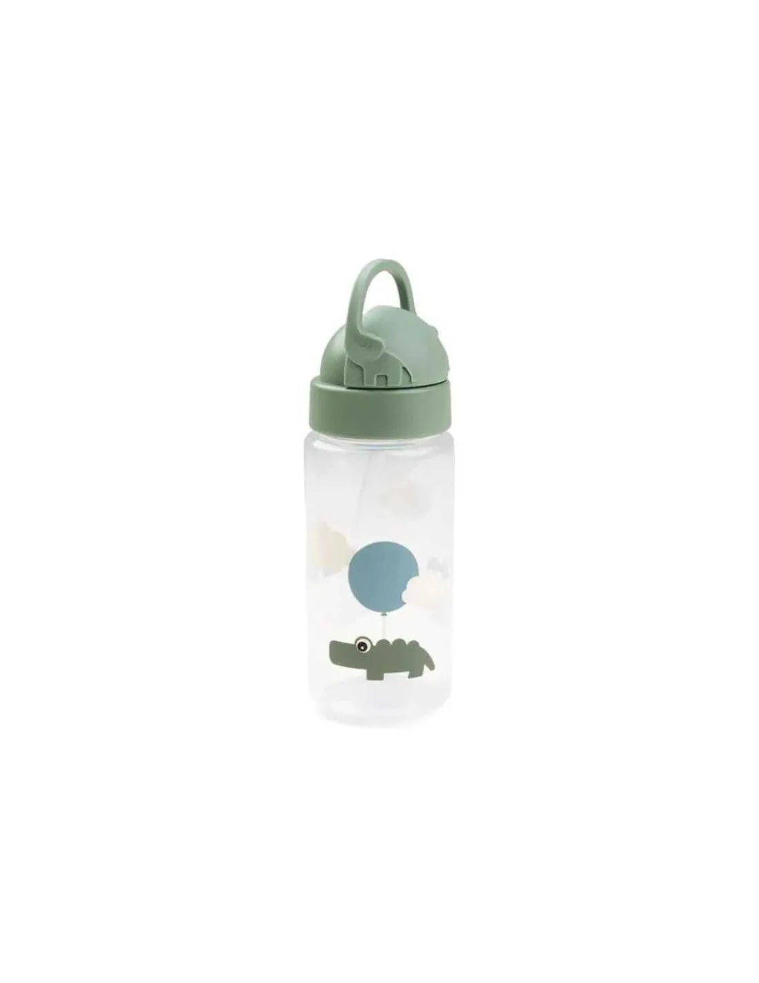 DONE BY DEER Botella con pajita Happy clouds Verde de