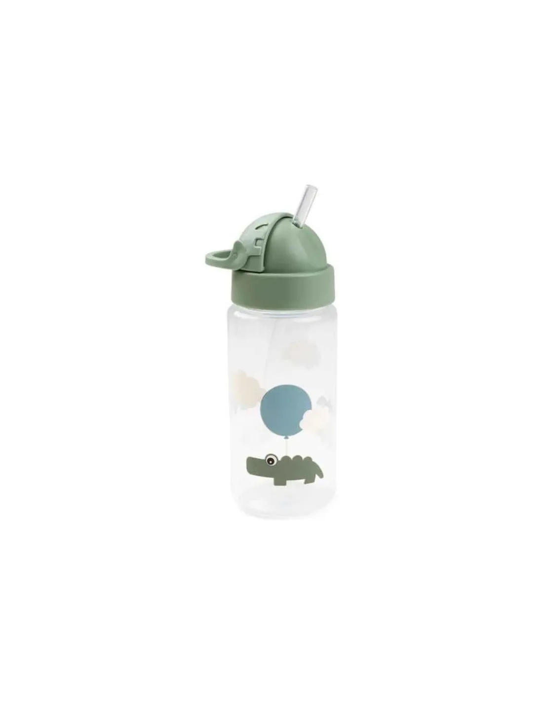 DONE BY DEER Botella con pajita Happy clouds Verde de
