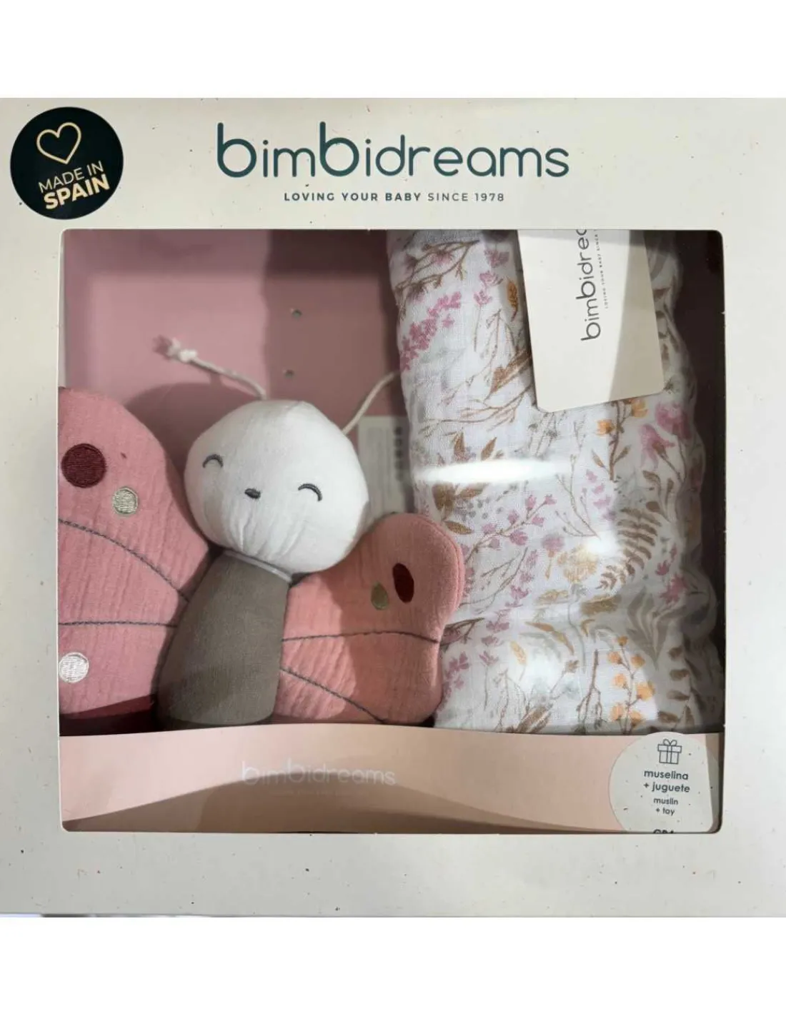 Bimbidreams Caja de Regalo Muselina + Peluche Niza