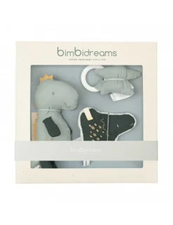 Bimbidreams Caja regalo Jurasic | Pack de 3 Peluches Sonajero de