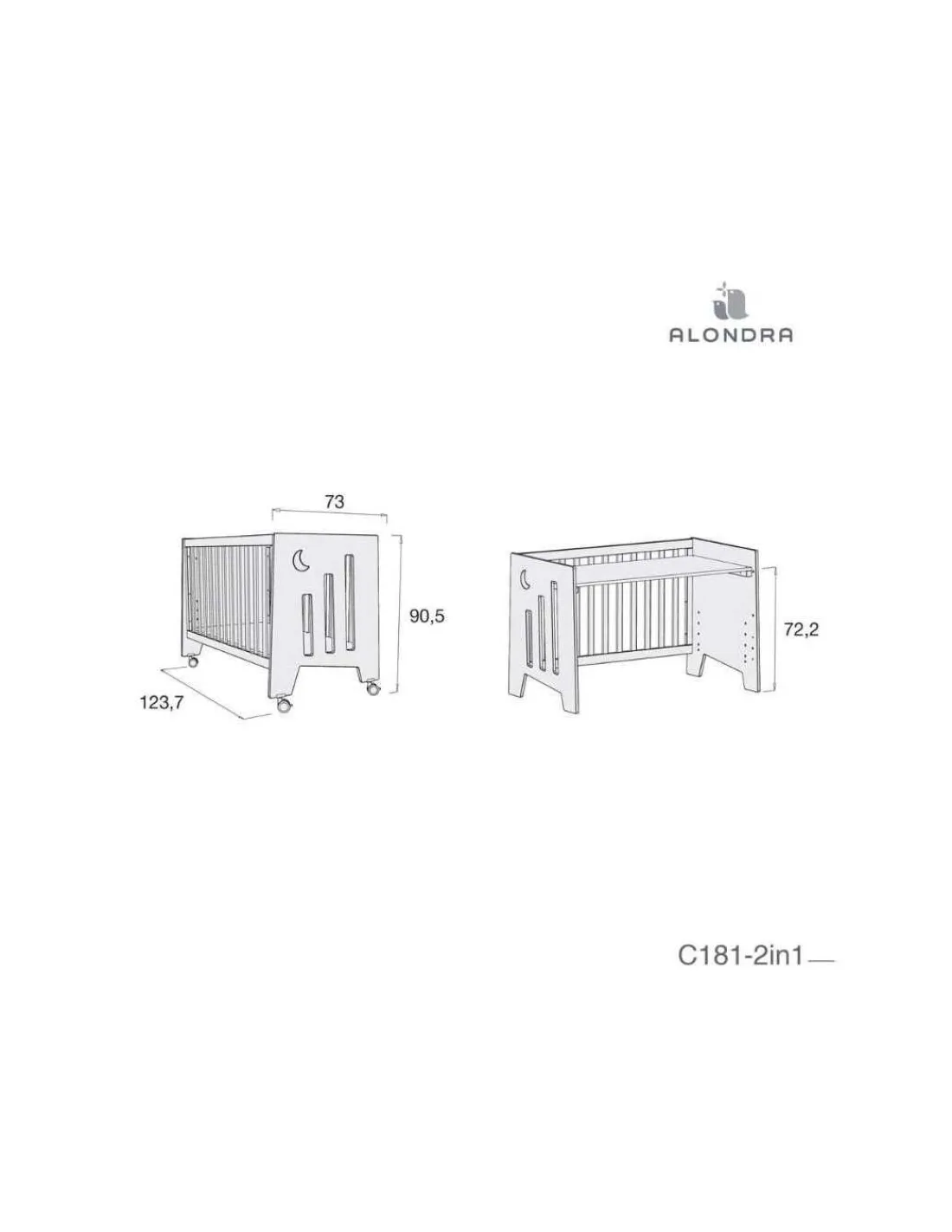 Alondra Cuna Colecho Evolutiva OMNI Marengo 60x120cm de