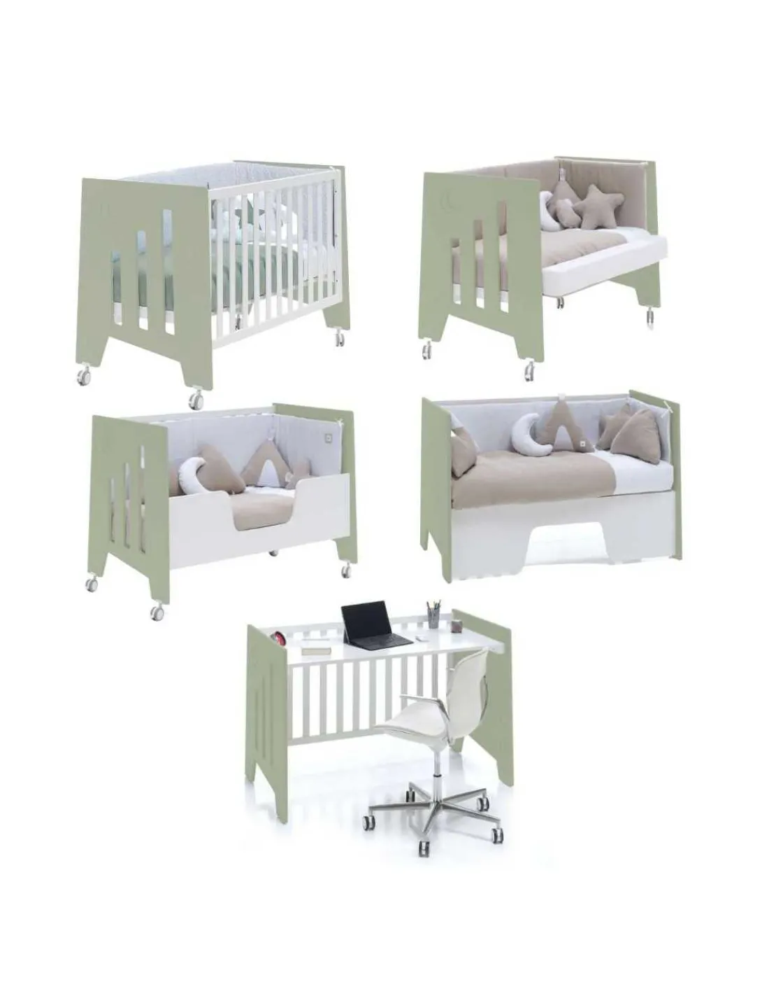Alondra Cuna Colecho Evolutiva OMNI Verde Oliva 60x120cm de