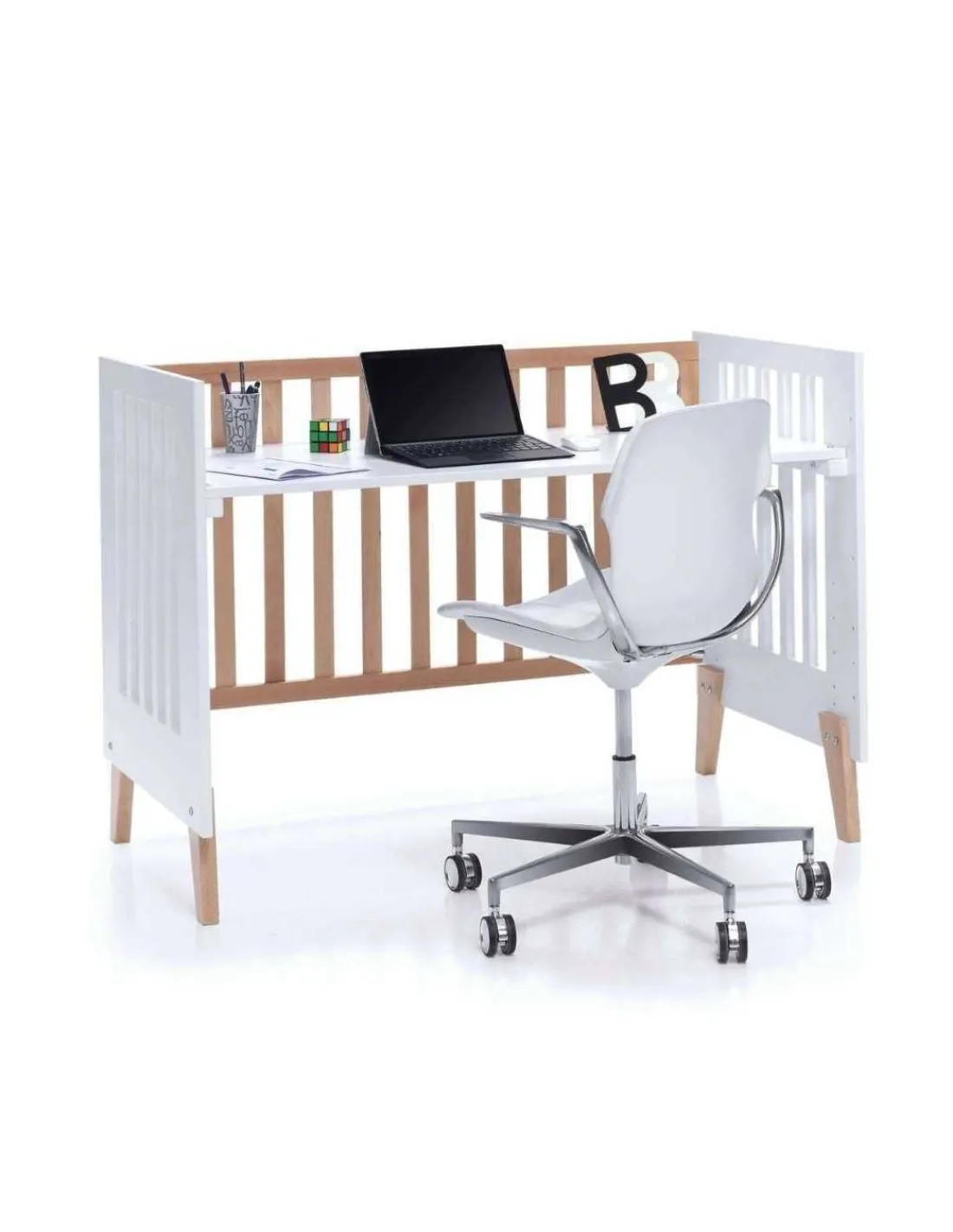 Alondra Cuna colecho madera y blanco 4 en 1 NEXOR 60x120cm de