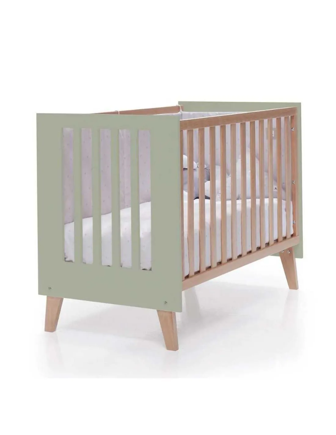 Alondra Cuna colecho madera y verde oliva 4 en 1 NEXOR 60x120cm de