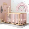 Alondra Cuna Colecho y Cama CREA PLUS DUE (3 en 1) Madera/Rosa 70x140cm de