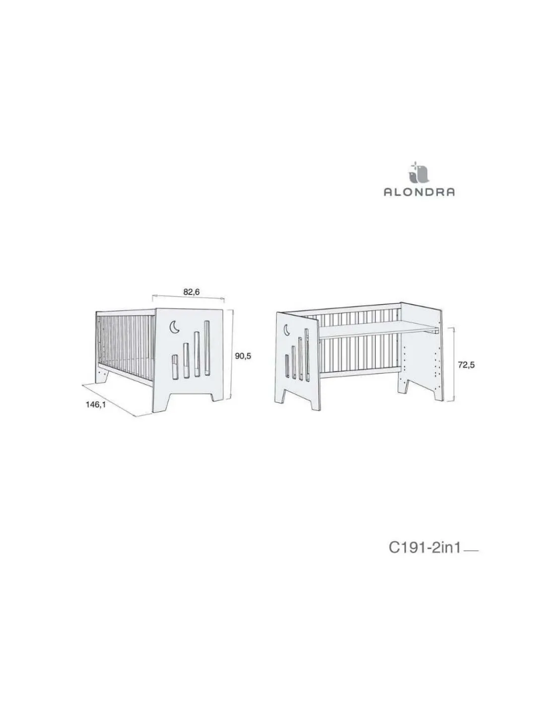 Alondra Cuna Colecho y Montessori OMNI XL Rosa 70x140cm de