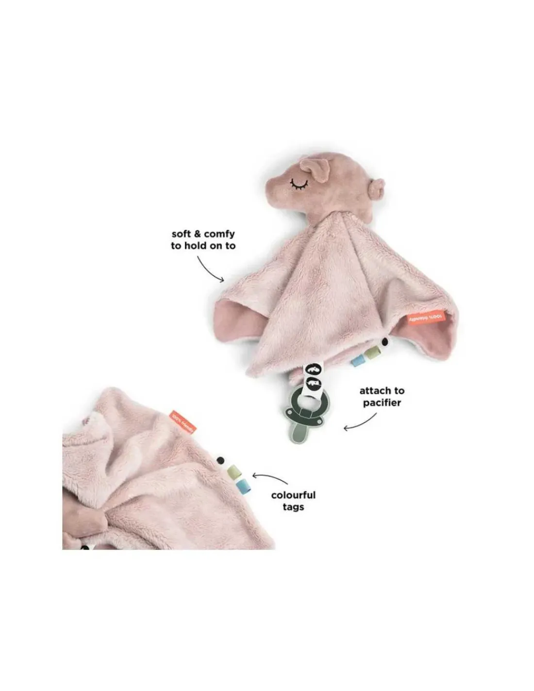 DONE BY DEER Dou dou Comfort blanket - Pigee - Powder de -