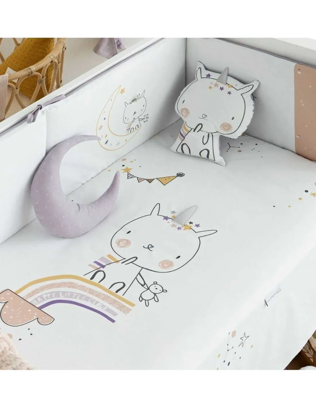 Bimbidreams Funda Nórdica y Protector Cuna Bunny de