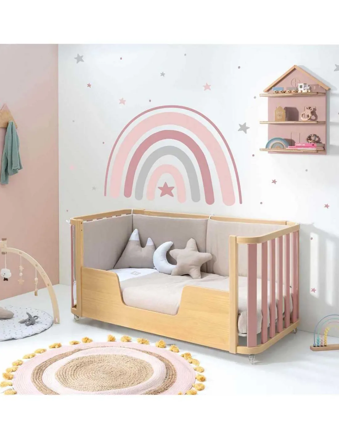 Alondra Minicuna Colecho evolutiva CREA PLUS TRE (4 en 1) Madera/Rosa de