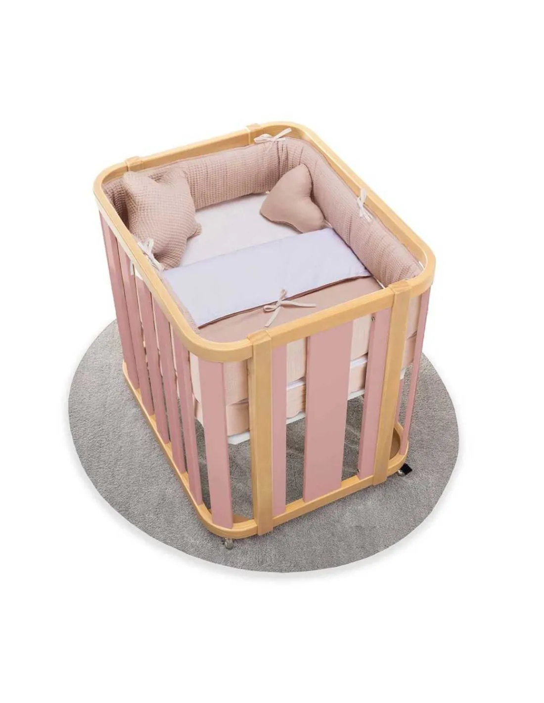 Alondra Minicuna Colecho evolutiva CREA PLUS TRE (4 en 1) Madera/Rosa de