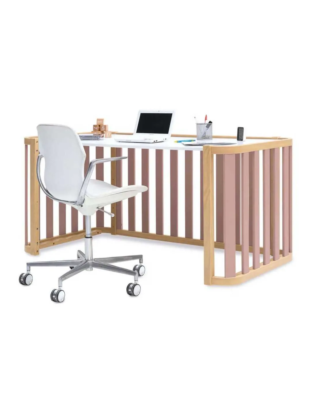 Alondra Minicuna Colecho evolutiva CREA PLUS TRE (4 en 1) Madera/Rosa de