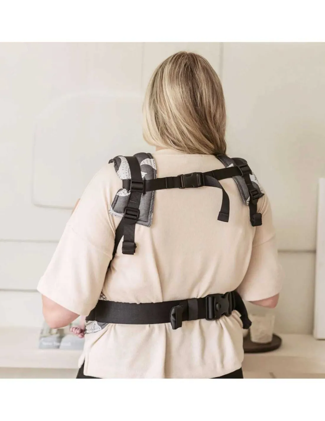 Fidella Mochila Fusión baby - Birds Black Ecru