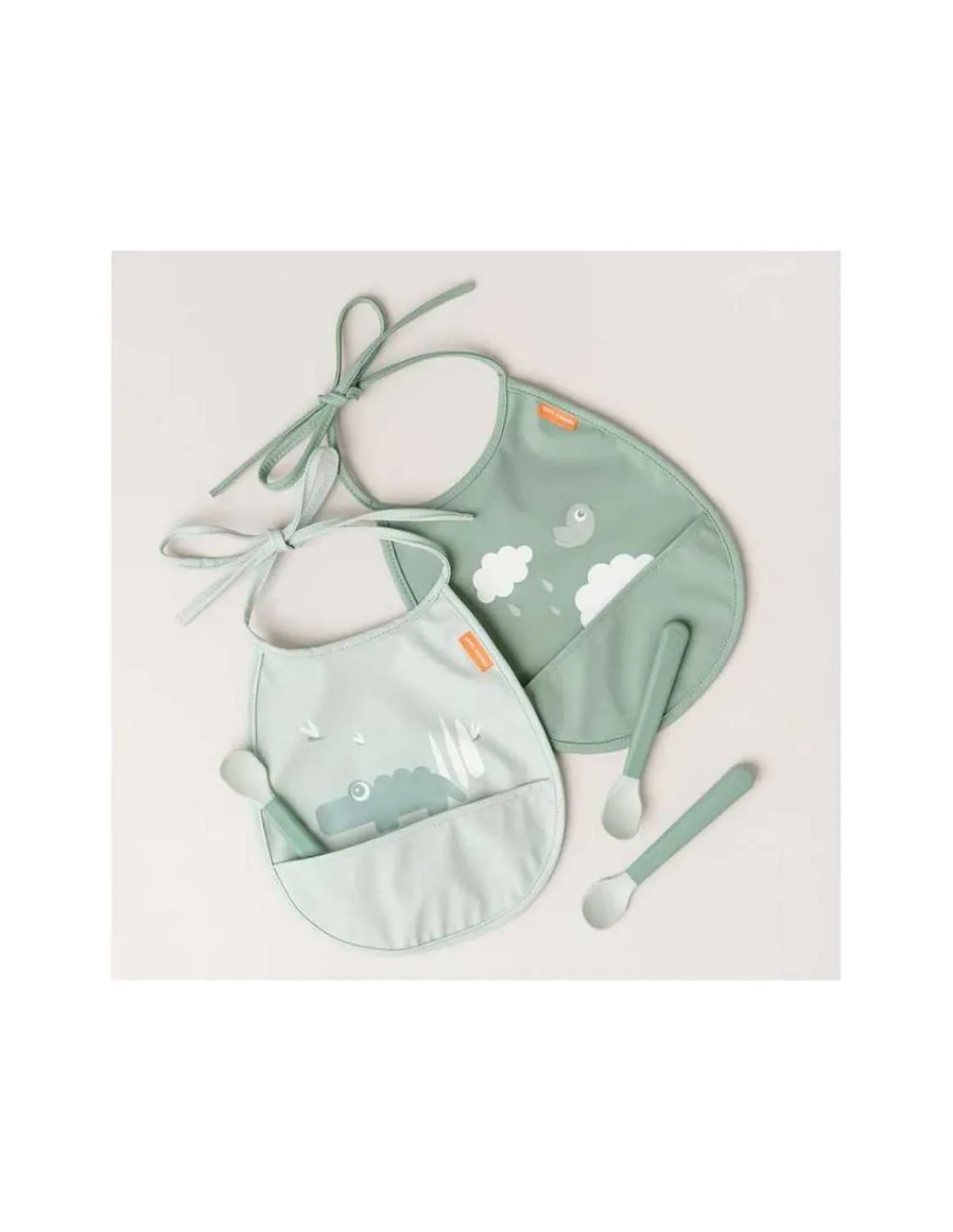 DONE BY DEER Pack 3 cucharas de fácil agarre foodie Verde de
