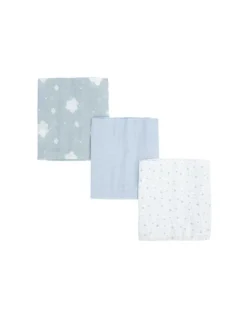 Bimbidreams Pack 3 muselinas de Algodón Stars Azul de