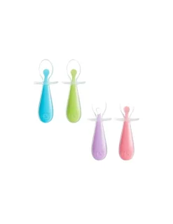 Munchkin Pack cucharas aprendizaje de silicona Gentle (2 ud.) | Nuevos colores | Color Aleatorio