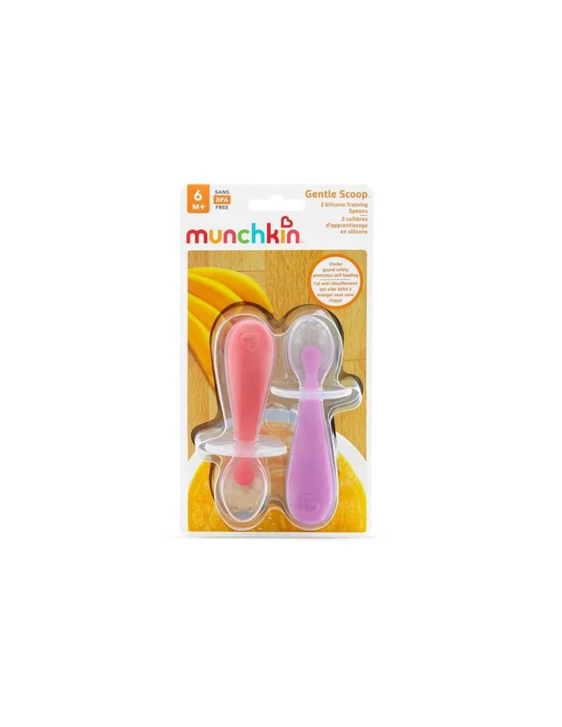 Munchkin Pack cucharas aprendizaje de silicona Gentle (2 ud.) | Nuevos colores | Color Aleatorio