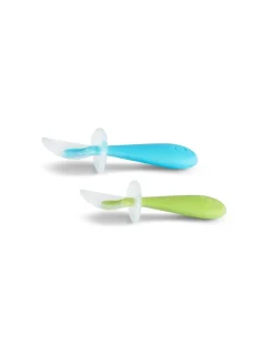 Munchkin Pack cucharas aprendizaje de silicona Gentle (2 ud.) | Nuevos colores | Color Aleatorio
