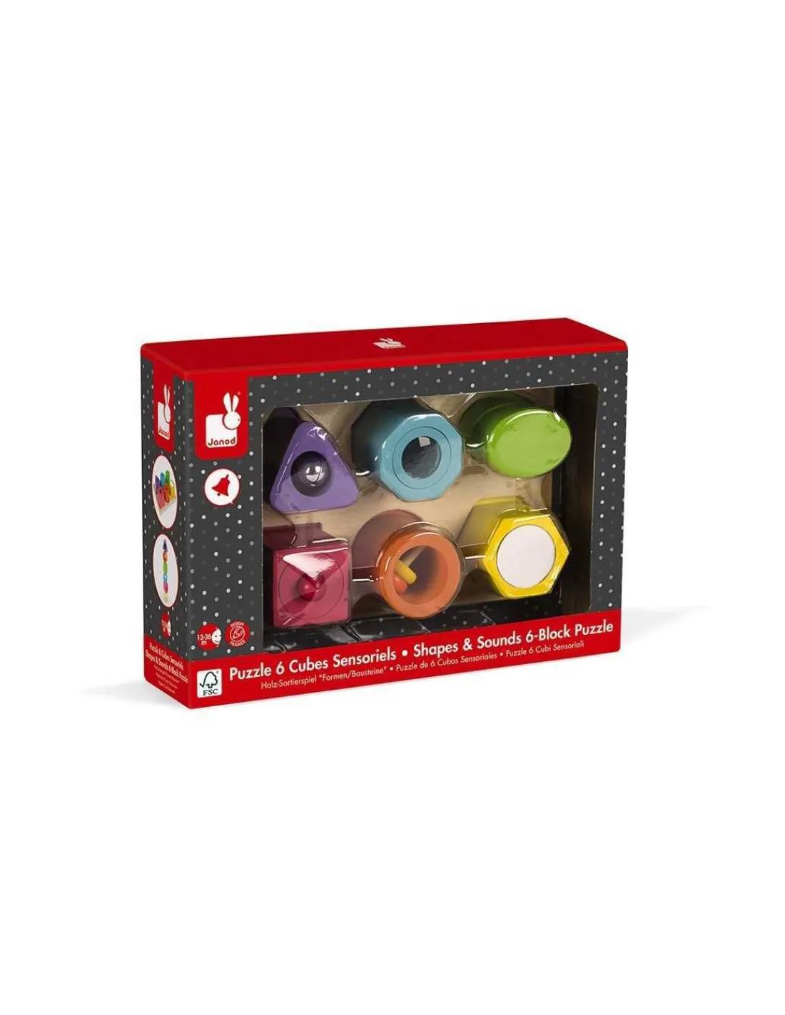 Janod Puzzle con 6 Figuras Sensoriales de