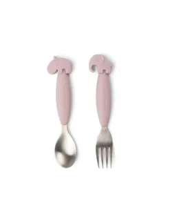 DONE BY DEER Set de Cuchara y Tenedor Antideslizantes Deer Friends de