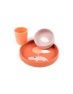 DONE BY DEER Set Mini Vajilla de silicona Happy Clouds de |Varios Colores