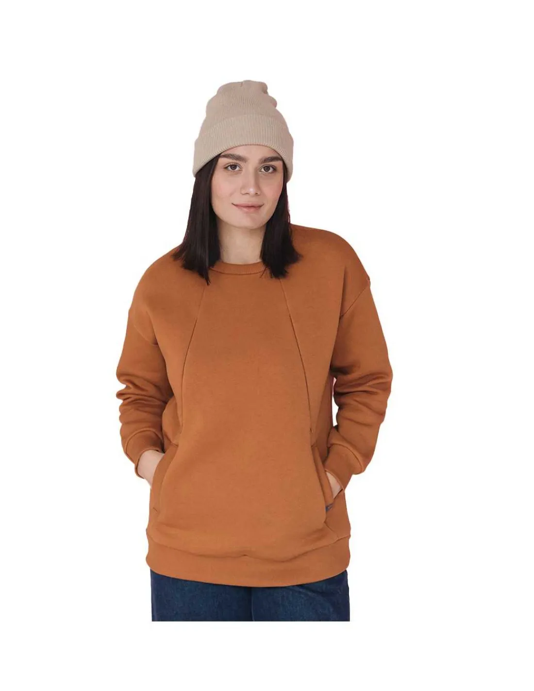 Love and Carry Sudadera Oversize de Maternidad y Lactancia - Curry