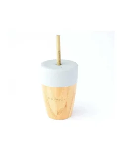 Eco Rascals Vaso Bamboo Gris con Tapa y 2 Pajitas 240 ml de Eco Rascals